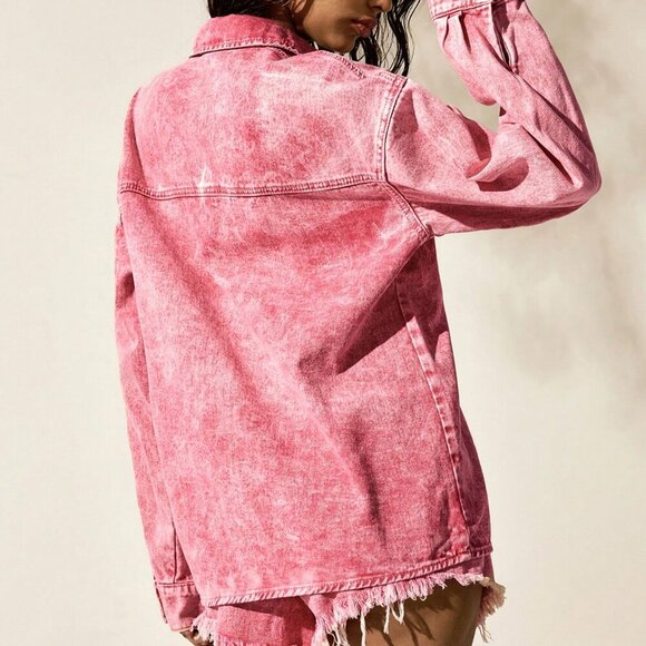 Pink Casual Women's Western Long Sleeve Cowgirl town & shorts set - Picture 3 of 9